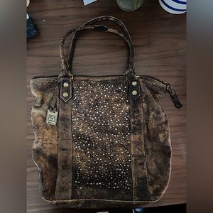 Frye Metallic Leather & Grommet Shoulder Bag